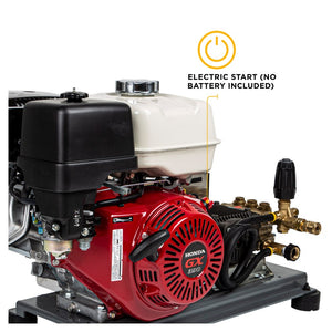 BE Power Equipment B4213HETBGS 4,200 PSI 4.2 GPM Truck Mount Cold Water Gas Pressure Washer with Honda GX390 Electric Start Engine and General Belt Drive Triplex Pump