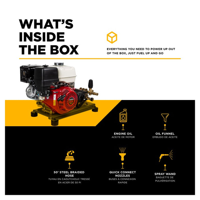 BE Power Equipment B4213HETBGS 4,200 PSI 4.2 GPM Truck Mount Cold Water Gas Pressure Washer with Honda GX390 Electric Start Engine and General Belt Drive Triplex Pump