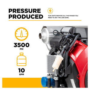 BE Power Equipment B3528HETBGS 3,500 PSI 10.0 GPM Truck Mount Cold Water Gas Pressure Washer with Honda iGX800 Engine and General Belt Drive Triplex Pump