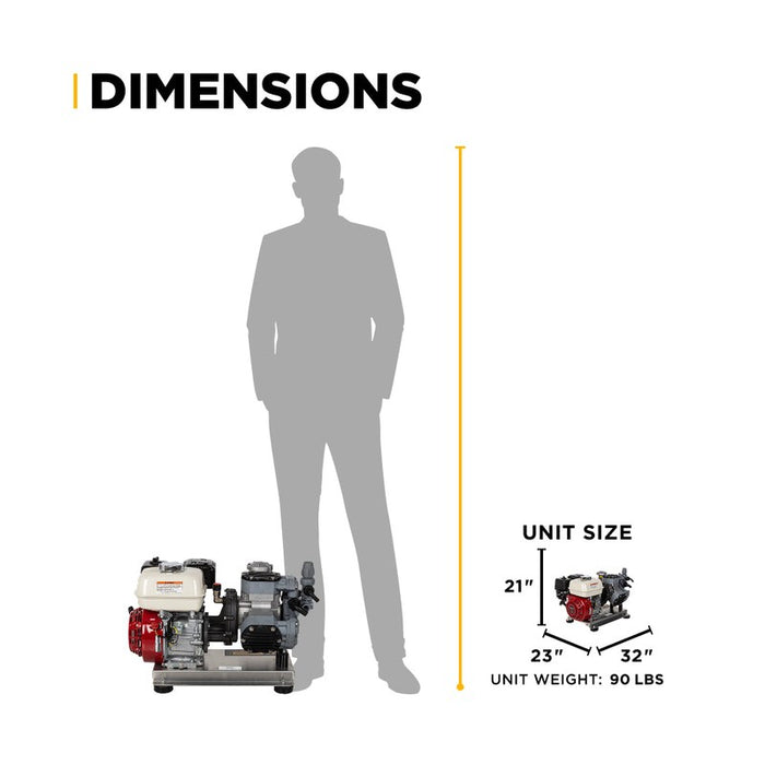 BE Power Equipment SW1165HC2 300 PSI 11.0 GPM Gas Gear Drive Commercial Mobile Soft Wash System with Honda GX200 Engine and Comet P40/20 Diaphragm Pump