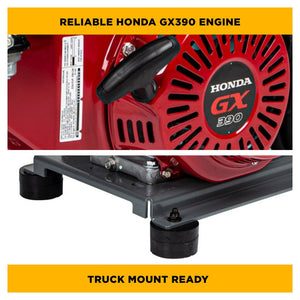 BE Power Equipment B4213HETBGS 4,200 PSI 4.2 GPM Truck Mount Cold Water Gas Pressure Washer with Honda GX390 Electric Start Engine and General Belt Drive Triplex Pump