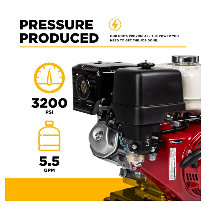 BE Power Equipment B3213HTBAS 3,200 PSI 5.5 GPM Truck Mount Cold Water Gas Pressure Washer with Honda GX390 Engine and CP Belt Drive Triplex Pump
