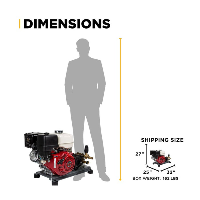 BE Power Equipment B4213HETBGS 4,200 PSI 4.2 GPM Truck Mount Cold Water Gas Pressure Washer with Honda GX390 Electric Start Engine and General Belt Drive Triplex Pump