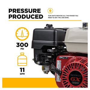 BE Power Equipment SW1165HC2 300 PSI 11.0 GPM Gas Gear Drive Commercial Mobile Soft Wash System with Honda GX200 Engine and Comet P40/20 Diaphragm Pump