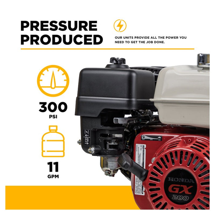 BE Power Equipment SW1165HEC2 300 PSI 11.0 GPM Gas Gear Drive Commercial Mobile Soft Wash System with Honda GX200 Electric Start Engine and Comet P40/20 Diaphragm Pump