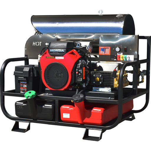 Pressure-Pro Pro-Super Skid 6012PRO-10G gas powered hot water pressure washer skid, front view