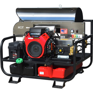 Pressure-Pro Pro-Super Skid 6012PRO-20G gas powered hot water pressure washer skid, front view