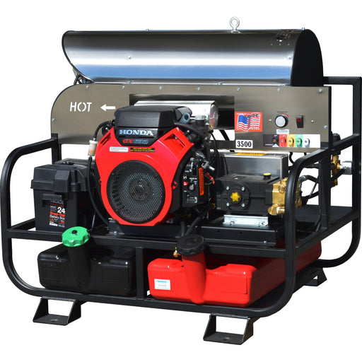 Pressure-Pro Pro-Super Skid 6012PRO-20G gas powered hot water pressure washer skid, front view