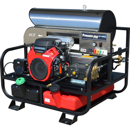 Pressure-Pro Pro-Super Skid 6115PRO-20G gas powered hot water pressure washer skid, front view