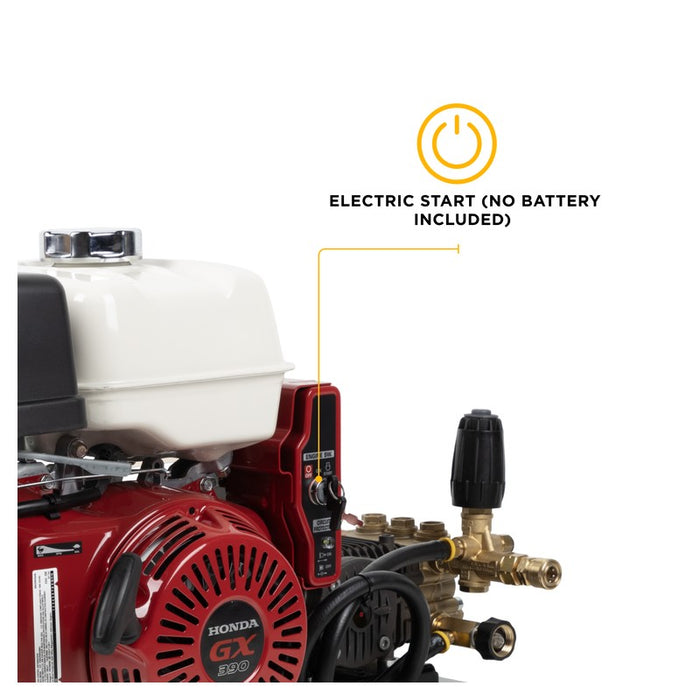 BE Power Equipment B3213HETBCS 3,200 PSI 5.2 GPM Truck Mount Cold Water Gas Pressure Washer with Honda GX390 Electric Start Engine and Comet Triplex Pump