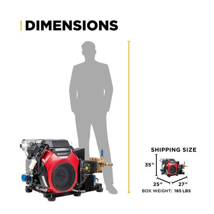 BE Power Equipment B3528HETBGS 3,500 PSI 10.0 GPM Truck Mount Cold Water Gas Pressure Washer with Honda iGX800 Engine and General Belt Drive Triplex Pump