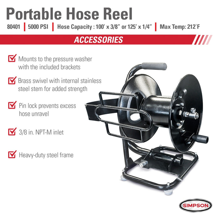 Simpson 80401 Portable Hose Reel, 5,000 PSI