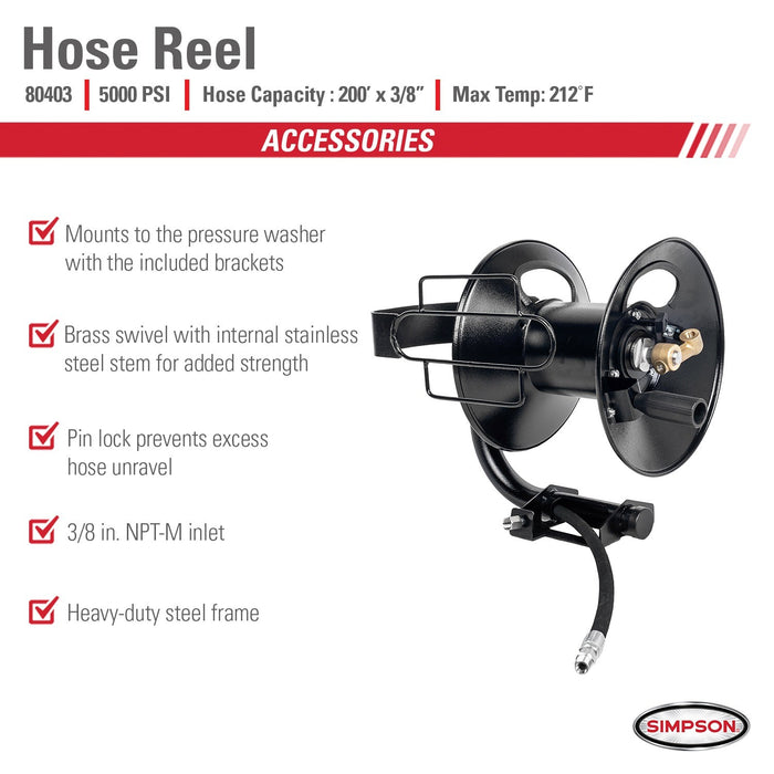 Simpson 80403 Hose Reel, 5,000 PSI