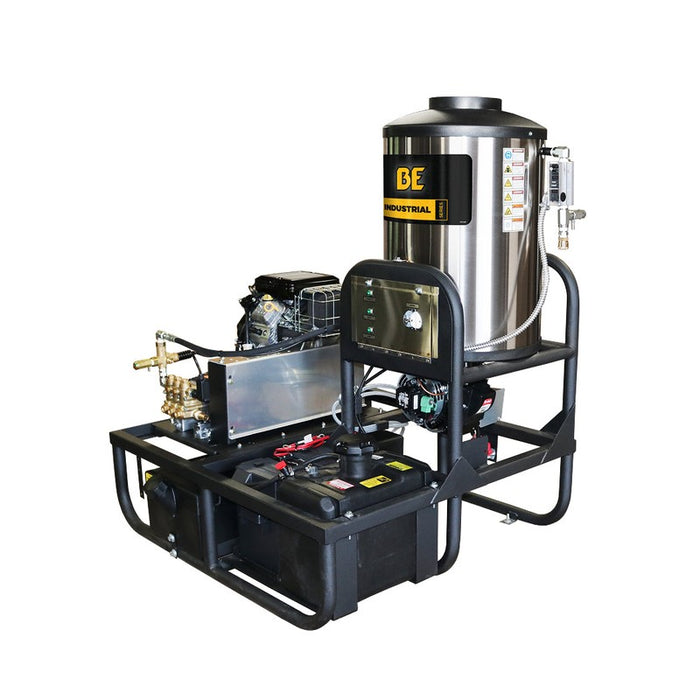 BE Power Equipment Z5535CPBDV 3,500 PSI 5.2 GPM Hot Water Skid Pressure Washer with Vanguard 18 HP Electric Start Engine and Comet Belt Drive Triplex Pump