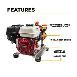 BE Power Equipment SW1165HZ 300 PSI 11.0 GPM Gas Commercial Mobile Soft Wash System with Honda GX200 Engine and CP Z42PPGR Diaphragm Pump