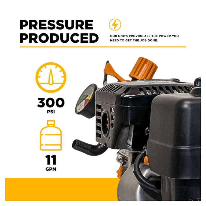 BE Power Equipment SW1165HEZ 300 PSI 11.0 GPM Gas Commercial Mobile Soft Wash System with Honda GX200 Electric Start Engine and CP Z42PPGR Diaphragm Pump