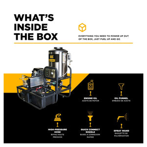 BE Power Equipment Z5535CPBDH 3,500 PSI 5.2 GPM Hot Water Skid Pressure Washer with Honda GX690 Electric Start Engine and Comet Belt Drive Triplex Pump