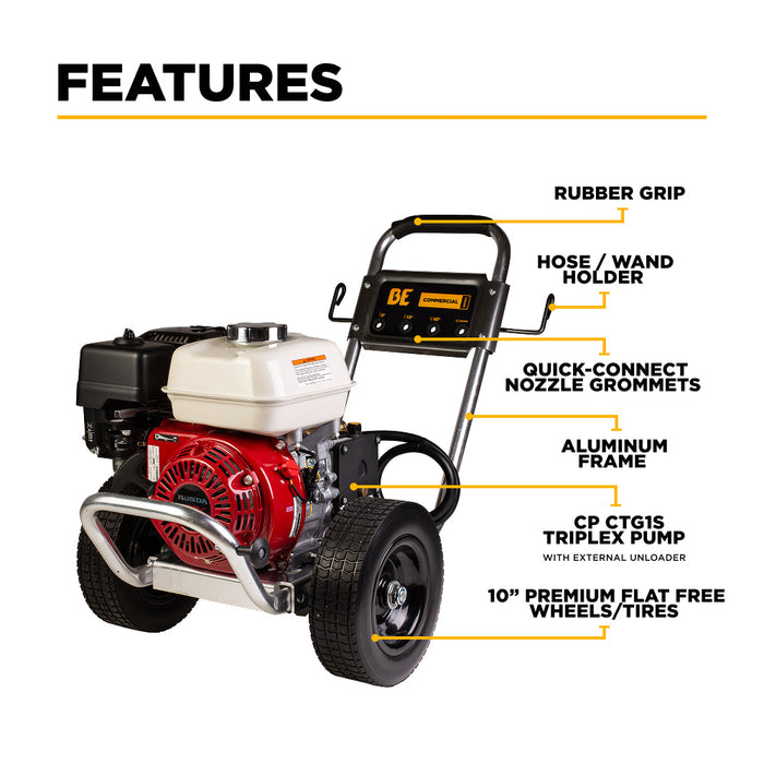 BE Power Equipment B3165HAAS 3,100 PSI 3.1 GPM Cold Water Gas Pressure Washer
