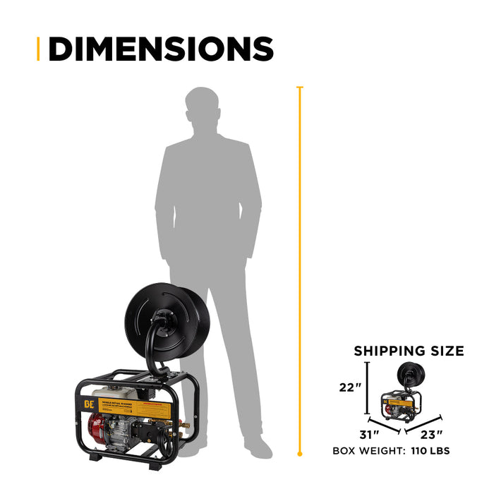 BE Power Equipment B3165HRAS 3,100 PSI 3.1 GPM Cold Water Gas Pressure Washer