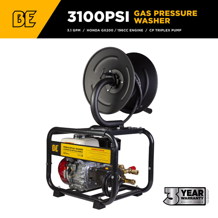 BE Power Equipment B3165HRAS 3,100 PSI 3.1 GPM Cold Water Gas Pressure Washer