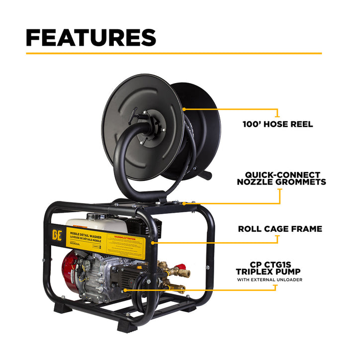 BE Power Equipment B3165HRAS 3,100 PSI 3.1 GPM Cold Water Gas Pressure Washer