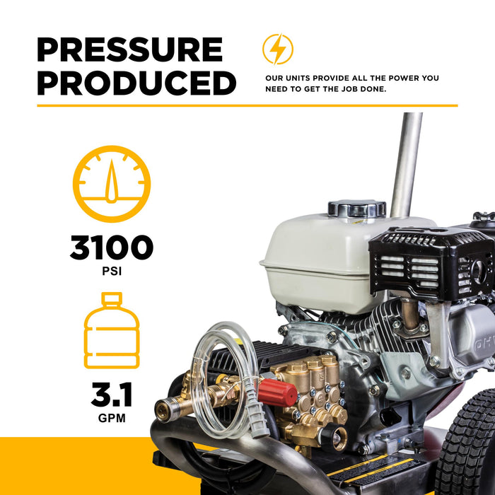 BE Power Equipment B3165HSGS 3,100 PSI 3.1 GPM Cold Water Gas Pressure Washer