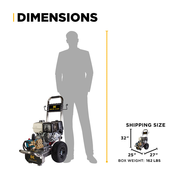 BE Power Equipment B4213HSJ 4,200 PSI 4.2 GPM Cold Water Gas Pressure Washer