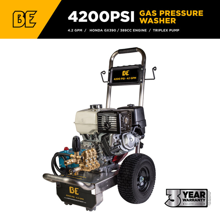 BE Power Equipment B4213HSJ 4,200 PSI 4.2 GPM Cold Water Gas Pressure Washer