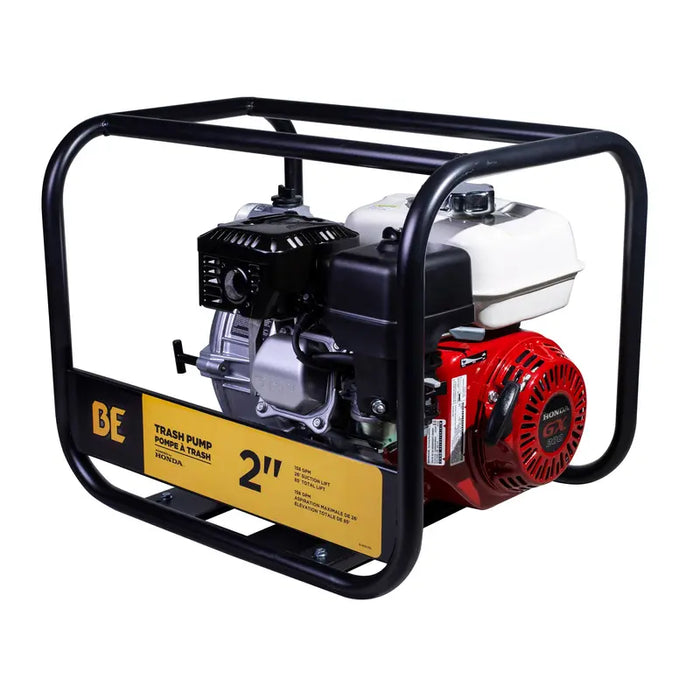 BE Power Equipment 2 inch semi trash transfer pump with Honda GX200 engine, detail view