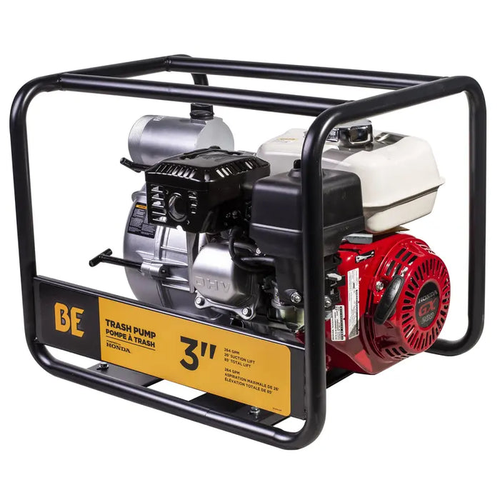 BE Power 3" 36 PSI 264 GPM Semi-Trash Transfer Pump with Honda GX200 Engine left view

