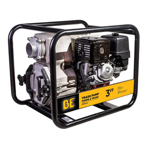 BE Power 3" Trash Transfer Pump with Honda GX390 Engine in white background
