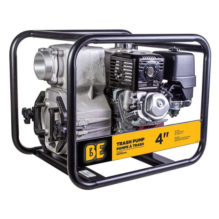 BE Power 4" Trash Transfer Pump with Honda GX390 Engine in white background