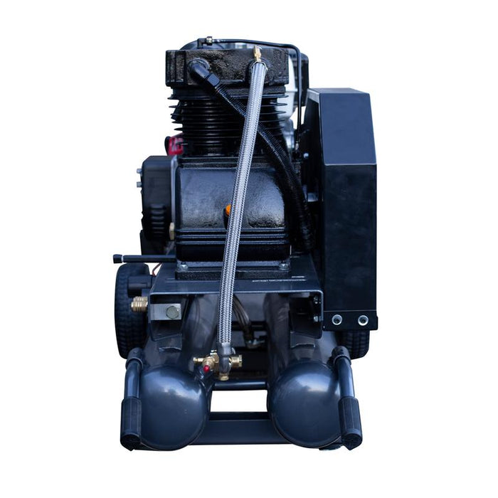 BE Power AC138HEG2 175 PSI 16 CFM Gas Air Compressor / Generator with Honda GX390 Engine lateral view
