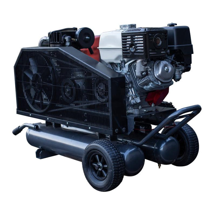 BE Power AC138HEG2 175 PSI 16 CFM Gas Air Compressor / Generator with Honda GX390 Engine left back view

