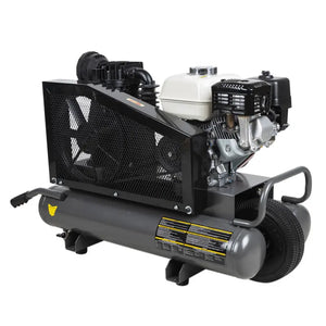 BE Power AC658HB 90 PSI 13.8 CFM Gas Air Compressor with Honda GX200 Engine side view
