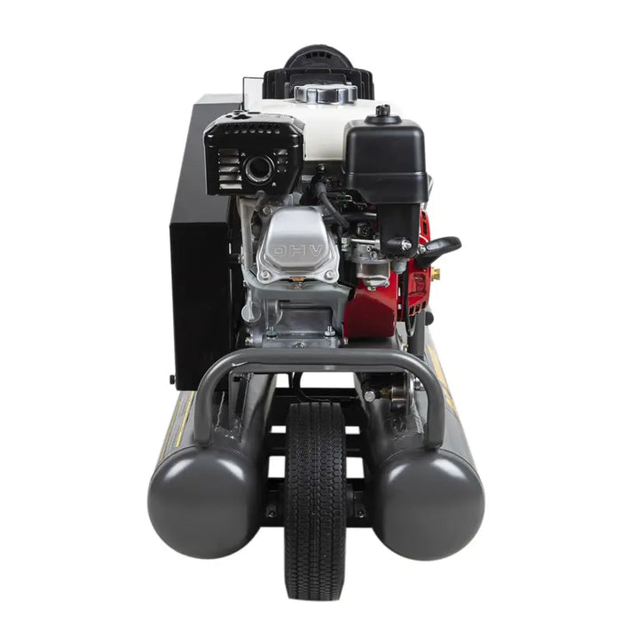 BE Power AC658HB 90 PSI 13.8 CFM Gas Air Compressor with Honda GX200 Engine back view
