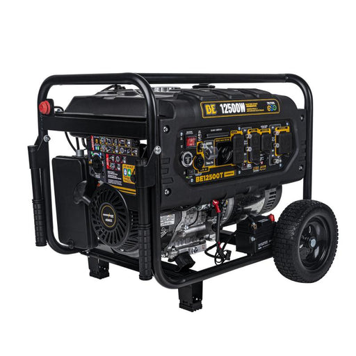 BE Power BE12500T 12,500 Watt Tri-Fuel Generator in white background
