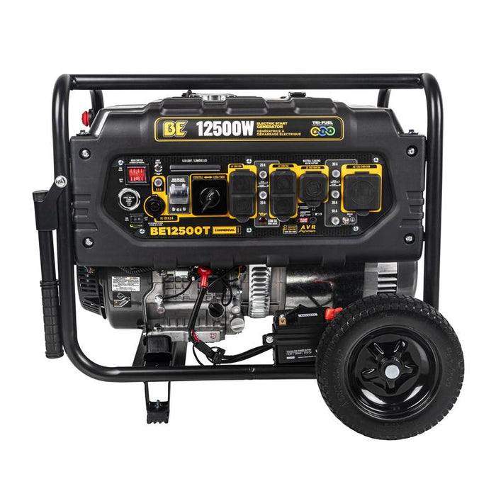 BE Power BE12500T 12,500 Watt Tri-Fuel Generator left view