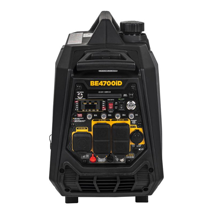 BE Power Equipment BE4700ID 4,700 watt digital inverter generator, angled view