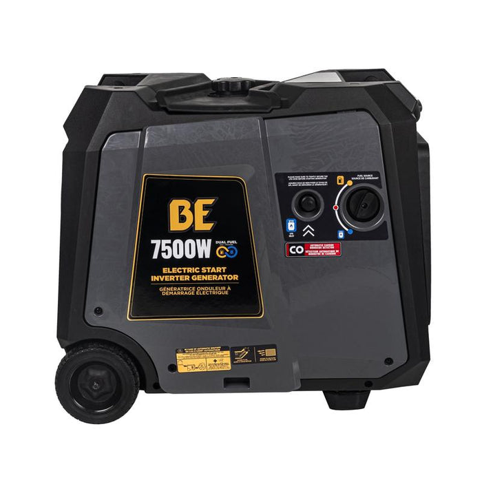 BE Power Equipment BE7500ID 7,500 watt digital inverter generator, angled view