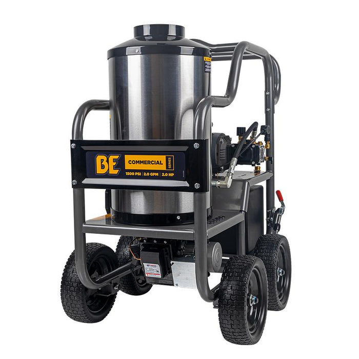 BE Power HW152EA 1,500 PSI 2.0 GPM Hot Water Pressure Washer with TechTop Motor and AR Triplex Pump
 in white background