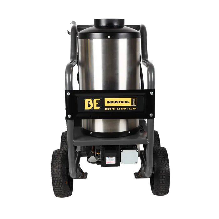 BE Power HW205EBA 2,000 PSI 3.5 GPM Hot Water Electric Pressure Washer with Triplex Pump in white background