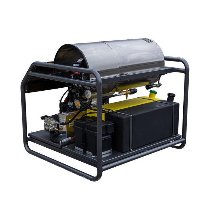 BE Power HW3524HA12V 3,500 PSI 8.5 GPM Hot Water Pressure Washer Honda GX690 Engine and AR Triplex Pump
left back view 