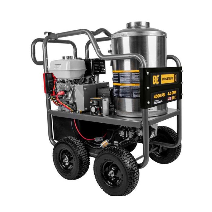 BE Power HW4013HBG 4,000 PSI - 4.0 GPM Hot Water Pressure Washer with Honda GX390 Engine and Belt Driven General Triplex Pump right view