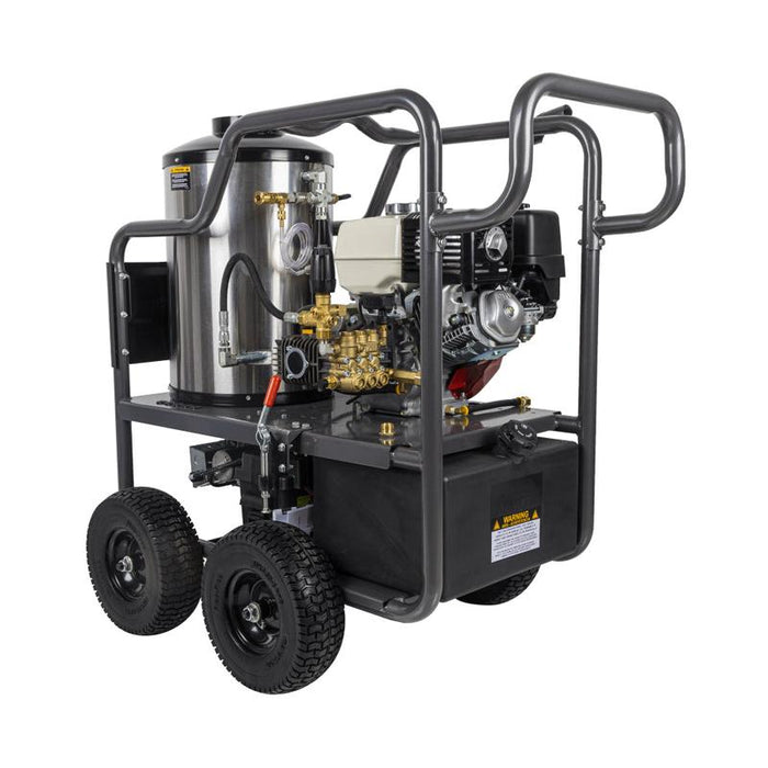 BE Power HW4013HC 4,000 PSI - 4.0 GPM Hot Water Pressure Washer with Honda GX390 Engine and Comet Triplex Pump left back view
