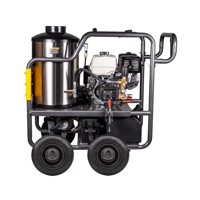 BE Power HW4013HG 4,000 PSI - 4.0 GPM Hot Water Pressure Washer with Honda GX390 Engine and General Triplex Pump left view