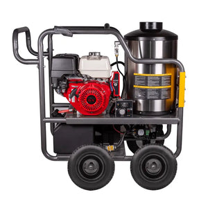 BE Power HW4013HG 4,000 PSI - 4.0 GPM Hot Water Pressure Washer with Honda GX390 Engine and General Triplex Pump lateral view