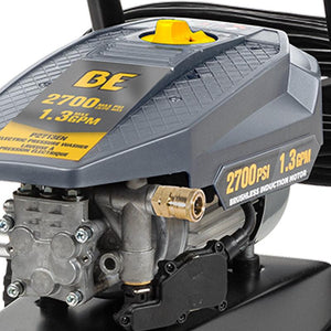 BE Power P2713EN 2,700 PSI 1.3 GPM Electric Pressure Washer with AR Axial Pump close up
