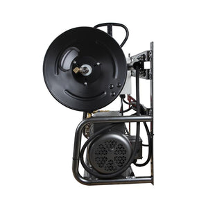 BE Power X-2050FW3GENHT2 2,000 PSI 4.0 GPM 5.0 HP Electric Pressure Washer with Baldor Motor and General Triplex Pump lateral view
