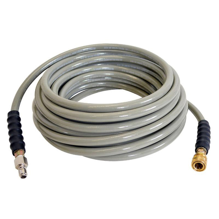 Simpson 41096 3/8 Inch x 100 Foot 4,500 PSI Hot and Cold Water Armor Extension Hose inw hite background